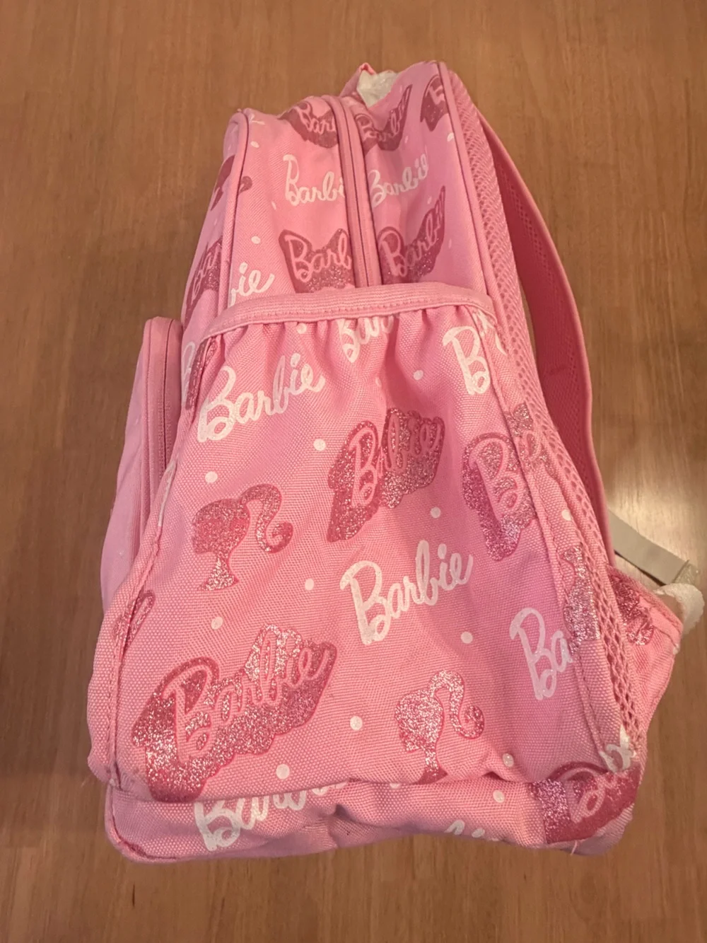 Barbie Pottery Barn Kids Mackenzie Pink Glitter Logo Kids Backpack Large